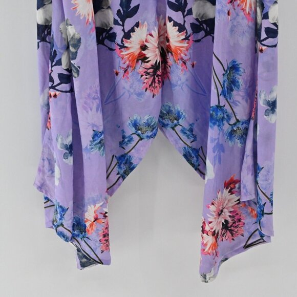 TOLANI‎ Dress Womens Size XS Purple Floral Wide Strap Vneck Asymmetric Midi NEW - Picture 7 of 12